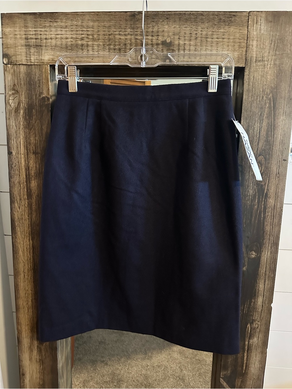 Vintage Isaac Hazan Navy Wool Pencil Skirt USA Size 10 Lined Career Classic